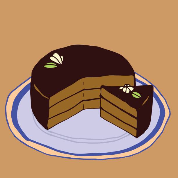 Chocolate Cake vector art illustration