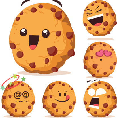 Cartoon chocolate chip cookie set including: 