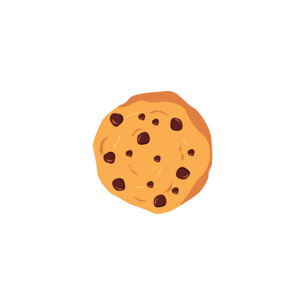 Chocolate chip cookie illustration in vector. Flat illustration of chocolate chip cookie stock illustrations