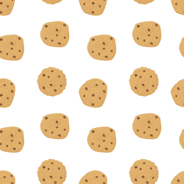 czekolada chip cookie bez szwu wzór. wektor. - crumble stock illustrations