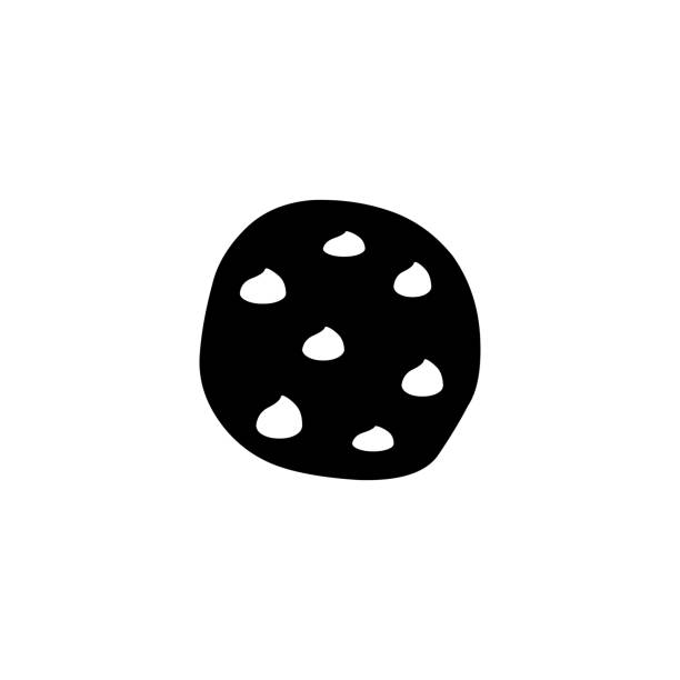 ilustraciones, imágenes clip art, dibujos animados e iconos de stock de icono vectorial chocolate chip cookie. emoji plano de cookie aislada, símbolo de emoticono - vector - crumble