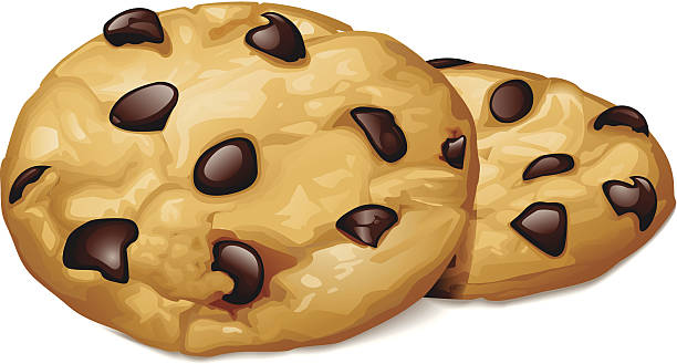 Chocolate Chip Cookies Two delicious chocolate chip cookies. Files included – jpg, ai (version 8 and CS3), svg, and eps (version 8) cookie stock illustrations