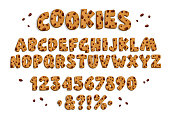 istock Chocolate chips cookies font on light background. 1411463755