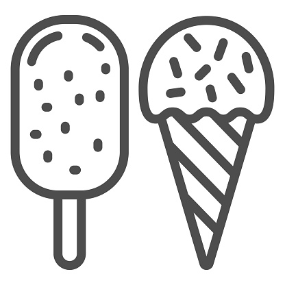 Chocolate ice cream line icon, Chocolate festival concept, sweet summer dessert sign on white background, Kinds of Ice Cream icon in outline style for mobile and web design. Vector graphics