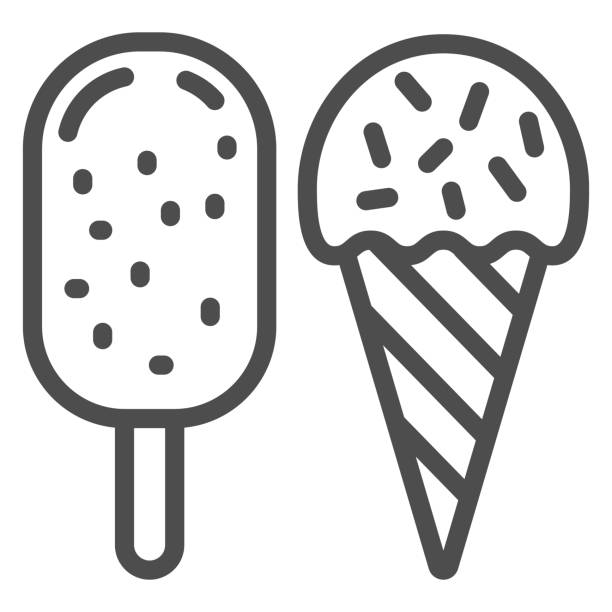 巧克力霜淇淋線圖示,巧克力節概念,白色背景的甜夏季甜點標誌,各種霜淇淋圖示在輪廓風格為移動和網頁設計。向量圖形。 - 雪糕 幅插畫檔、美工圖案、卡通及圖標