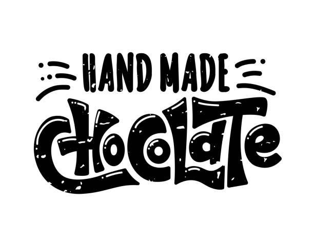 stockillustraties, clipart, cartoons en iconen met chocolade logo handgemaakte belettering - chocoladeletter