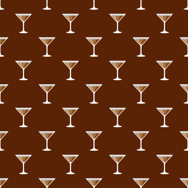 Chocolate Seamless Pattern A seamless pattern created from a single flat design icon, which can be tiled on all sides. File is built in the CMYK color space for optimal printing and can easily be converted to RGB. No gradients or transparencies used, the shapes have been placed into a clipping mask. cocktail patterns stock illustrations