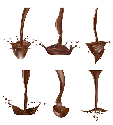 Chocolate cocoa drop, stream delicious fluid illustration. 