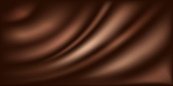 Chocolate wave background. Dark brown color flow gradent, milk chocolate cream texture. Smooth wavy swirl. Abstract vector illustration