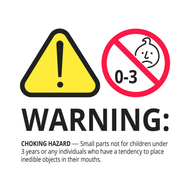 stockillustraties, clipart, cartoons en iconen met verstikking gevaar verboden teken sticker niet geschikt voor kinderen jonger dan 3 jaar geïsoleerd op witte achtergrond. - choking