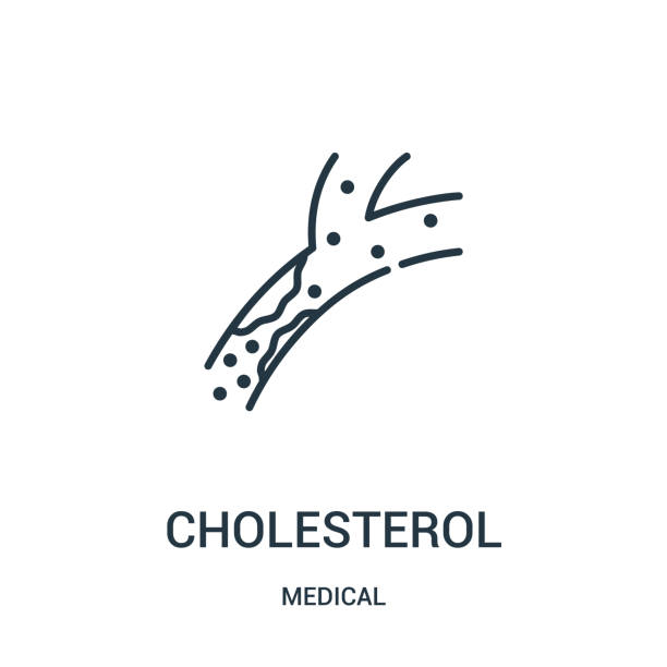 ilustrações, clipart, desenhos animados e ícones de vetor do ícone do colesterol da coleção médica. linha fina ilustração do vetor do ícone do esboço do colesterol. - colesterol