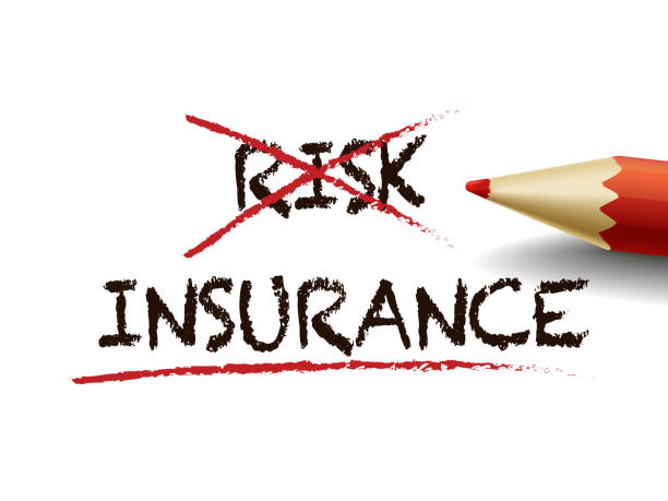 stockillustraties, clipart, cartoons en iconen met choosing insurance instead of risk with a red pen - risk