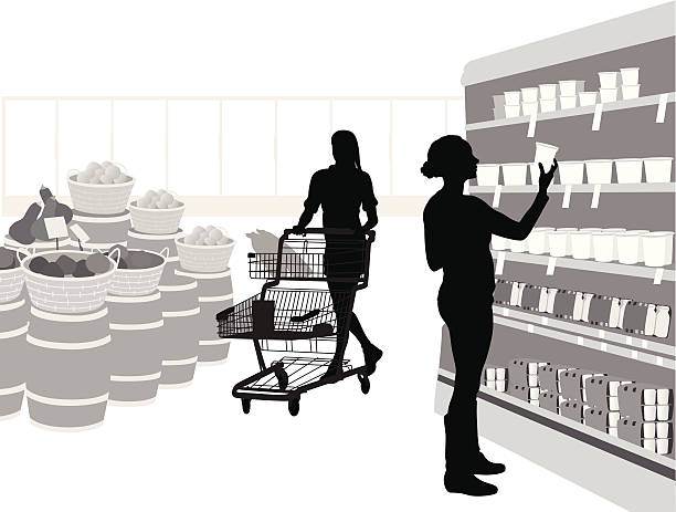 Choosing A-Digit supermarket silhouettes stock illustrations