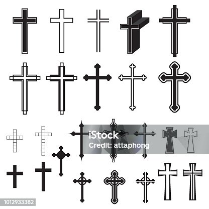 istock Christian Cross icon Latin Cross icon on background vector illustration 1012933382