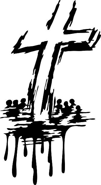 Christian cross symbol.  drawing of the good friday stock illustrations