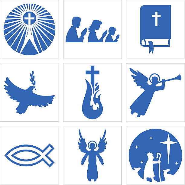 Christian Faith Nine design elements for Christian designs. Vector format. religious cross clipart stock illustrations