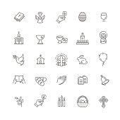 Set of the Easter related outline icons
