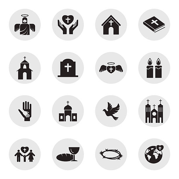 Christianity religion icon set Christianity religion icon set religious cross clipart stock illustrations