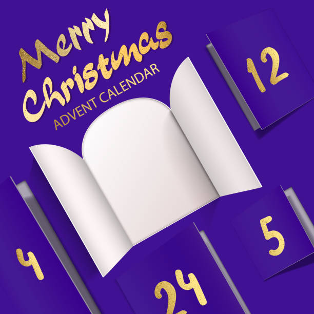 weihnachten adventskalender türöffnung - adventskalender tür stock-grafiken, -clipart, -cartoons und -symbole