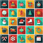 A cute Christmas Advent Calendar in a flat design style. File built in layers in the CMYK color space for optimal printing. Color swatches are global for quick and easy color changes.