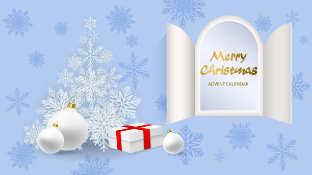 weihnachts-adventskalender. - adventskalender tür stock-grafiken, -clipart, -cartoons und -symbole