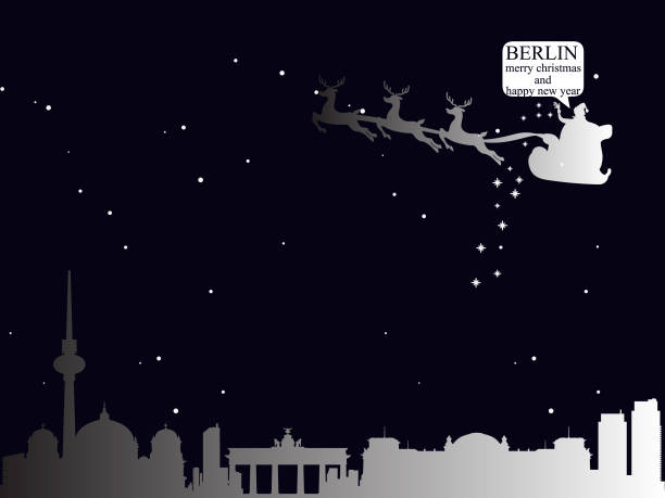 stockillustraties, clipart, cartoons en iconen met kerst en nieuwjaar kleur verloop postkaart uit berlijn - berlin snow