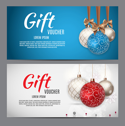 Christmas and New Year Gift Voucher, Discount Coupon Template Vector Illustration