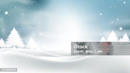 istock Christmas and New Year. Winter landscape with falling christmas snowflakes, light, stars. Vector illustration 1276890093