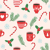 istock Christmas background, cup with tea and sweets 1364017141