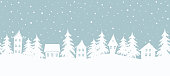 istock Christmas background. Fairy tale winter landscape. Seamless border 1226804500