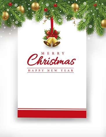 Christmas background with banner, decorations and snowflake