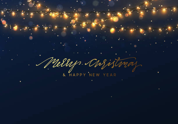 рождественский фон с яркими реалистичными гирляндами. - christmas lights stock illustrations