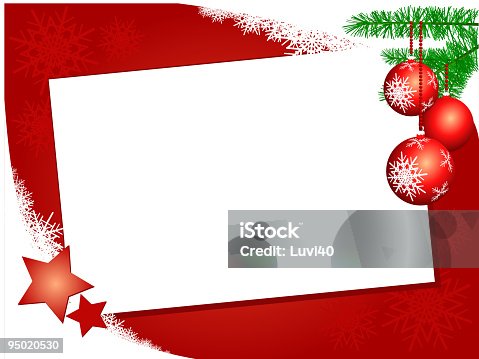 istock Christmas background with decorations and white card 95020530