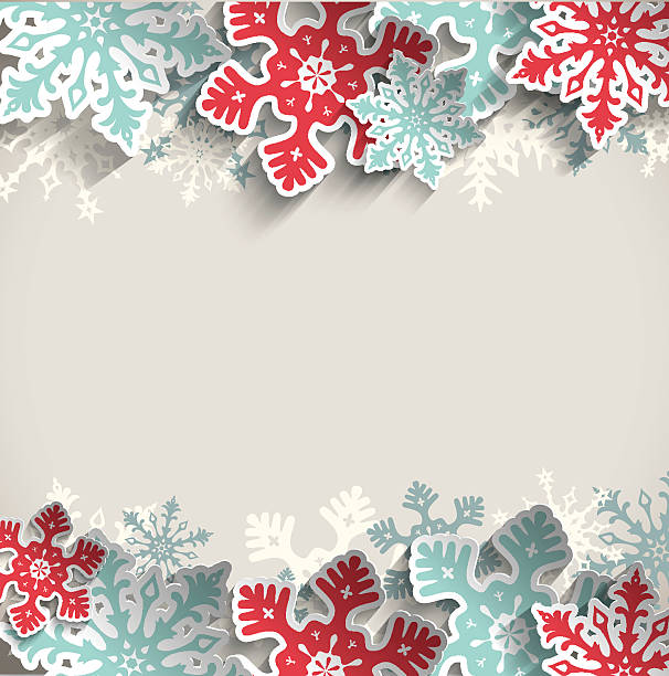 Christmas background with snowflakes, winter concept, illustration Abstract  blue and red snowflakes on beige background with 3D effect, winter concept, vector illustration, eps 10 with transparency january stock illustrations