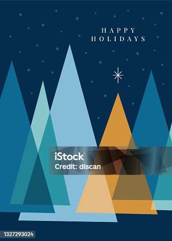istock Christmas background with trees and snowflakes. 1327293024