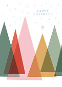 istock Christmas background with trees and snowflakes. 1337278926