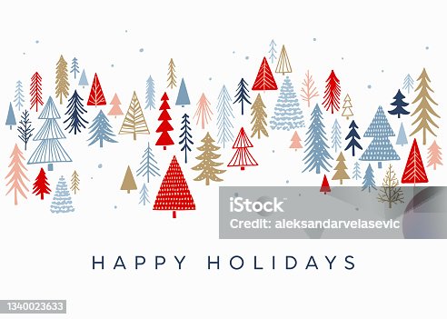 istock Christmas Background with Trees 1340023633