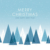 Christmas Background with Trees - Illustration