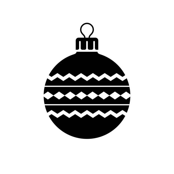 illustrazioni stock, clip art, cartoni animati e icone di tendenza di icona della palla di natale. icona nera e minimalista isolata su sfondo bianco. - christmas ball