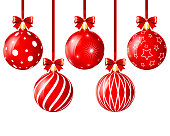 Decorated Red Christmas Baubles