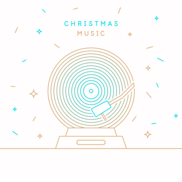 Christmas banner. Poster of the Vinyl record. Vector illustration. Christmas banner. Poster of the Vinyl record. Vector illustration music on white background. christmas music background stock illustrations