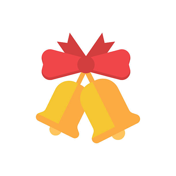 Christmas Bell Icon Christmas bell with red ribbon bow flat design illustration. Hand jingle bell vector icon for website and applications. japanese lantern stock illustrations
