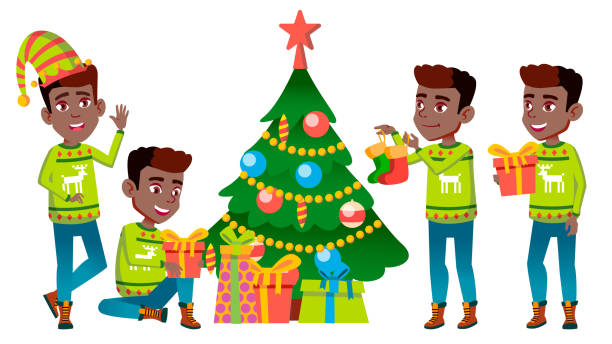 Best Black Family Christmas Illustrations, Royalty-Free Vector Graphics