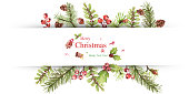 istock Christmas card. Watercolor painting with hand lettering. Berry wreath for Christmas. Watercolor. 1353666989