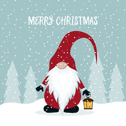 Download Christmas Card With Cute Gnome Stock Illustration ...