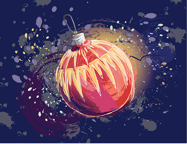 Christmas Card with Decoration Ball vector art illustration
