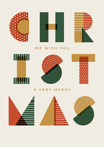 Christmas Card with Typography Greetings.