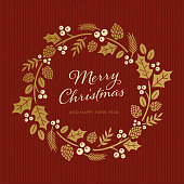 Christmas Card with wreath - Illustration