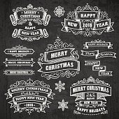 Christmas and holidays chalkboard. Vector design elements. Elements is grouped in a separate layer and easy to edit. EPS10 with transparencies.