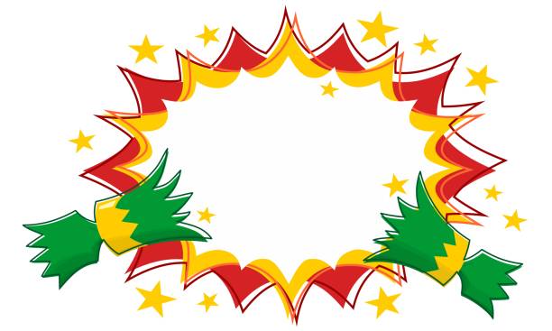Christmas Cracker Pull with Outline Star Flash Background vector art illustration
